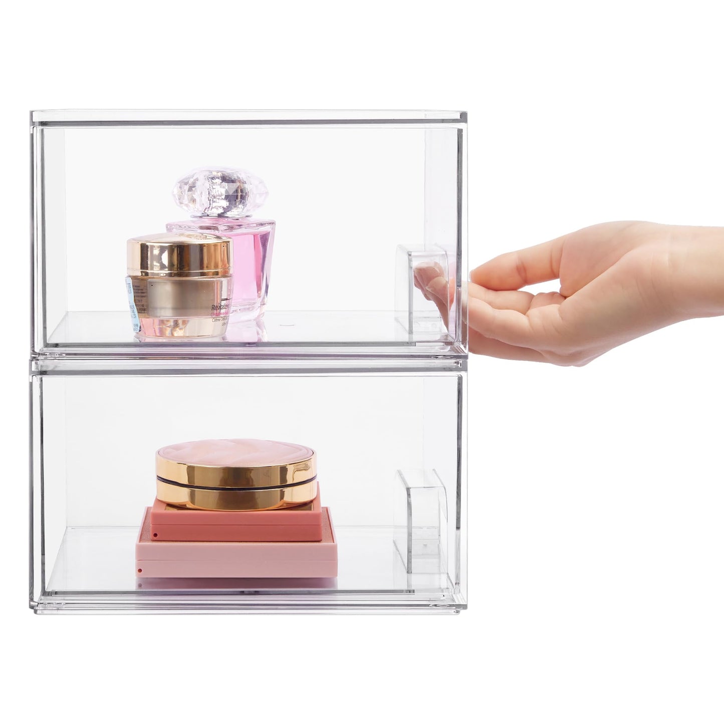 Vtopmart 4 Pack Small Clear Stackable Storage Drawers,Acrylic Bathroom Makeup Organizer,Plastic Storage Bins For Vanity, Undersink, Kitchen Cabinets, Pantry, Home Organization