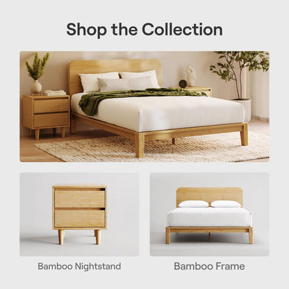 Nectar Bamboo Platform Bed Frame - King - Natural - Floating Center Support Legs - 12” Height - Easy Tool Free Set Up - Contemporary and Durable - Sturdy Wooden Support Slats - Holds Up to 800 Pounds
