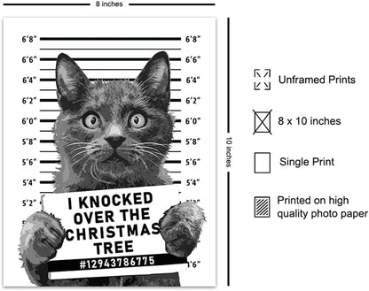 Skiennix Cat Christmas Tree Wall Art | Cute Holiday Decoration for Cat Lovers | 8x10 Unframed Print
