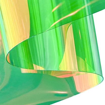 ONEART | 30 Gauge Holographic Clear Vinyl Roll, 12" x 54" Waterproof Iridescent Transparent TPU Jelly Plastic Fabric for DIY Crafts-Green