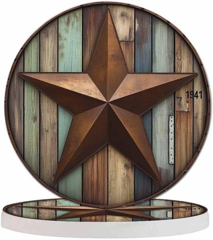 Pznen 2 Pack 100% Diatomiten,Set 2 Rustic Barn Star Coasters for Drinks Vintage Wooden Board Farm House Tabletop