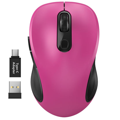 WisFox 2.4G Wireless Mouse for Laptop, Ergonomic Computer Mouse with USB Receiver and 3 Adjustable Levels, 6 Button Wireless Mice for Windows Mac PC Notebook (Grey)