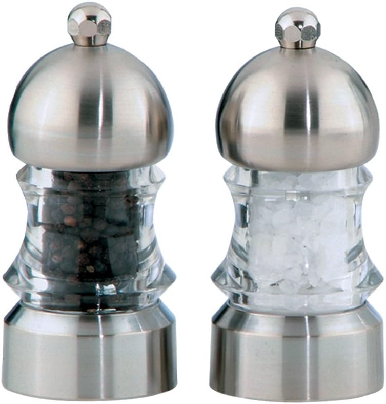 Chef Specialties Clear 3.5" Metro Pepper Mill and Salt Mill Set