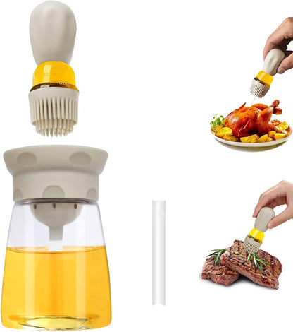 2 1 T-OB22, Oil Dispenser Bottle with Brush - IN Glass Olive Oil Storage and Container with Silicone Basting Brush
