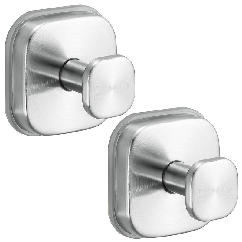 Fenas No-Drill Reusable Suction Cup Hooks, 2-Pack Brushed Nickel – Towel, Robe, Loofah, Coat Hook for Glass, Mirror, Tile, Shower, Bathroom, Kitchen & Metal (Smooth, Non-Porous Surfaces)