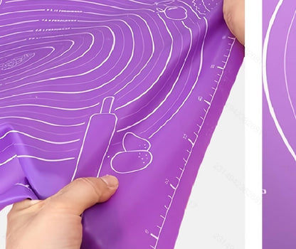 Large Silicone Pastry Mat, Purple, 23.6 x 18.3 inches, Non-Stick Baking and Kneading Mat with Measurements
