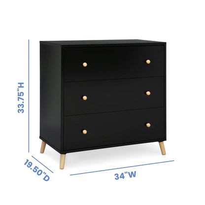Delta Children Essex 3 Drawer Dresser with Interlocking Drawers, Ebony/Natural