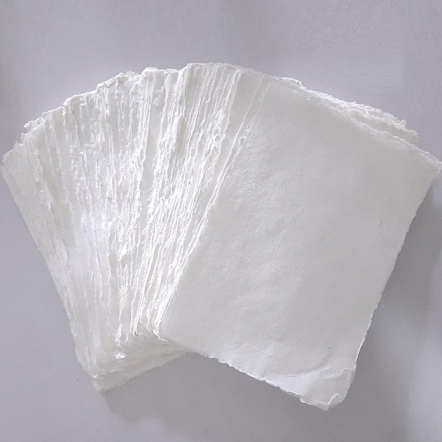 E-Tailor Handmade Cotton Deckle Edge Paper Loose Leaf Sheets 130 GSM Ivory White (Pack of 1-5x7-20-Sheets)