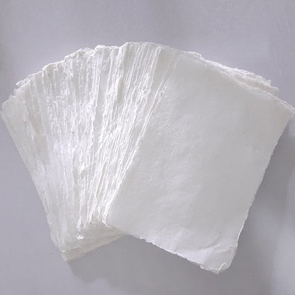 E-Tailor Handmade Cotton Deckle Edge Paper Loose Leaf Sheets 130 GSM Ivory White (Pack of 1-5x7-20-Sheets)