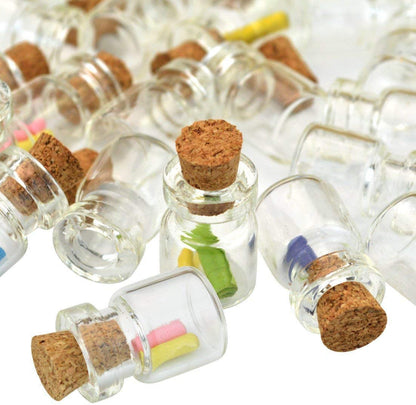 Healthcom 0.5ML Cork Bottles Vials Clear Glass Bottles Mini Tiny Jars Bottles With Corks Miniature Glass Bottle With Cork Empty Sample Jars Small,100 Botlles + 100 Screws