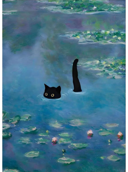 ASslanLYs 5D DIY Diamond Painting Kits for Adults,Cats in Diving Diamond Painting Full Drill Round Art Gems Diamond Art Perfect for Home Wall Decor(12x16 inch /30x40 cm)