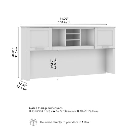 Bush Home 72-Inch Desk Hutch, Office Storage Organizer with Shelves, Cubbies and Frosted Glass Doors for Computer Desk, Home Office Furniture, Somerset Collection, Fresh Walnut