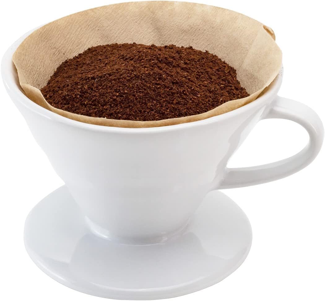 Restaurantware Restpresso 17 Ounce Coffee Dripper | 1 Reusable Coffee Cone with Drip Hole, White Ceramic Pour Over