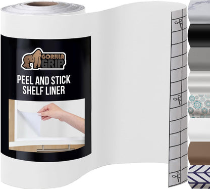 GORILLA GRIP® Peel and Stick Paper, Removable Cover for Books, Shelves, Countertops, Drawers, Cabinets and Crafts, Easy Install Kitchen Decor, Shelf, Cabinet Liners, 11.8 in x 20 FT Bright White