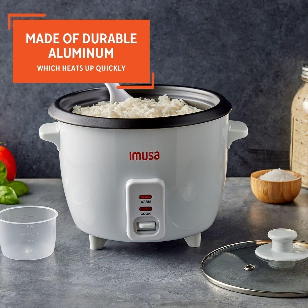 IMUSA USA GAU-00012 Electric Non-Stick Rice Cooker, 5-Cup (Uncooked) 10-Cup (Cooked), White