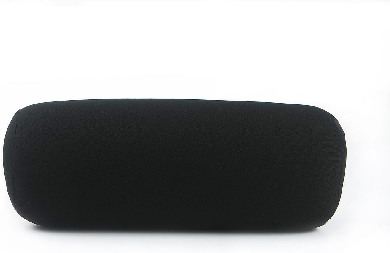 ALIBO Memory Foam Car Neck Pillow with Adjustable Strap, Soft Auto Cervical Round Roll Bolster Headrest, Black, 1 Piece