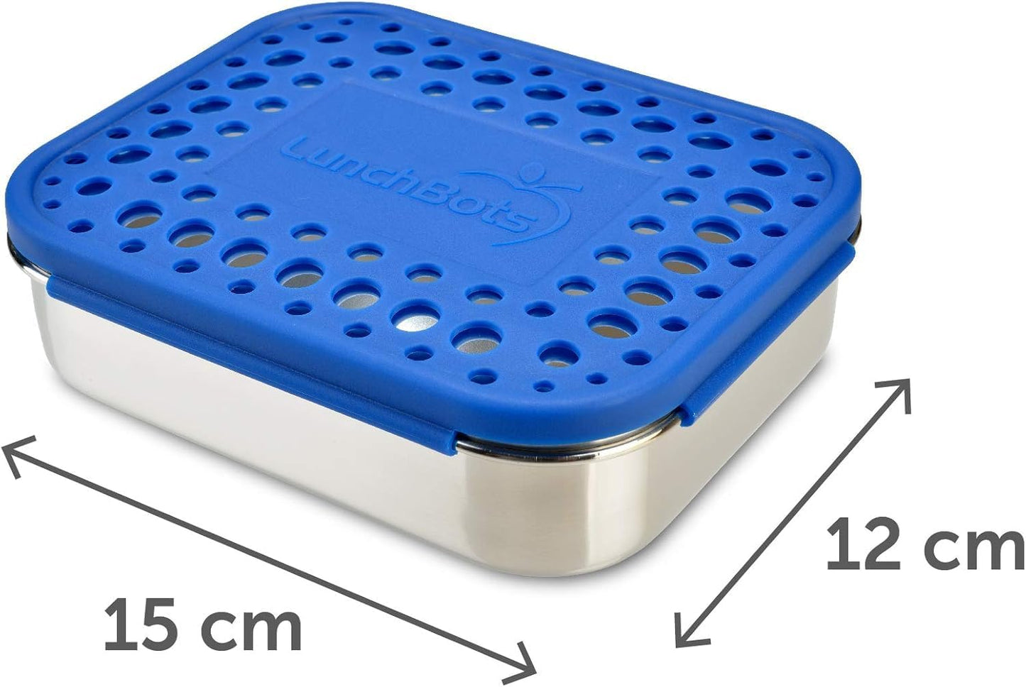 LunchBots Medium Uno Stainless Steel Sandwich Container - Eco-Friendly, Dishwasher Safe, Blue Dots for Wraps or Salads