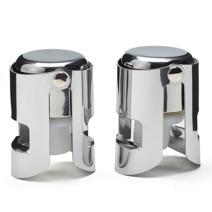 2 Pcs Champagne Stoppers - Premium Stainless Steel Reusable Champagne Bottle Stoppers with Locking Clamp - German Design Keep Bubbles Fresh for Prosecco, Cava, Sparkling Vine Stopper