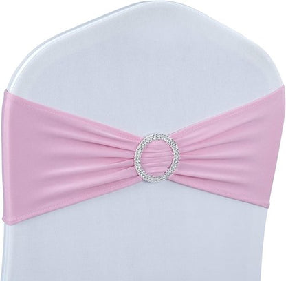 Babenest Spandex Chair Sashes - 50PCS Premium Stretch Covers with Buckle Slider for Weddings & Events | Pink