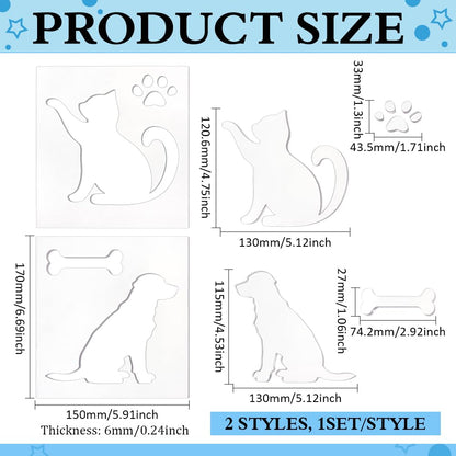 MAYJOYDIY 2 Pack Clear Cat Dog Acrylic Template 6.7"x5.9" Dog Bone Router Jig Templates Animal Paw Inlays Stencil for Woodworking Carving Painting Home Decor DIY Projects