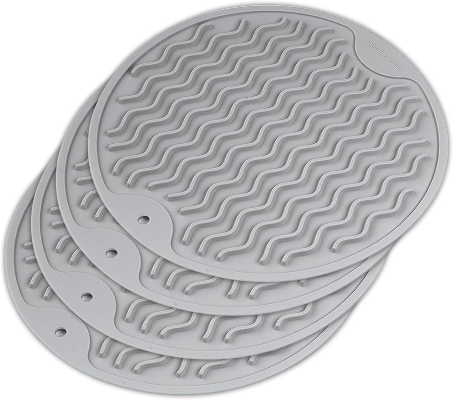 Trivets for Hot Pots and Pans - 4 Pack Silicone Trivet Mats 7.8 inch for Quartz Countertops and Heat Resistance Gray