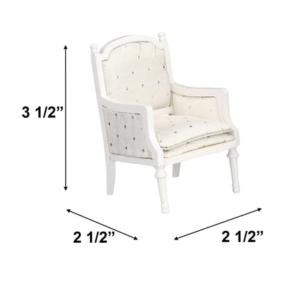 White Wooden Dollhouse Armchairs, Set of 2 Mini Lounge Chairs for Dollhouses, Realistic Furniture for 3–6 Inch Dolls