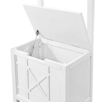 Derby Laundry Hamper with Seat & Towel Rack – Storage Stool for Entryway, Laundry Room, or Bathroom by Alaterre Furniture (White)