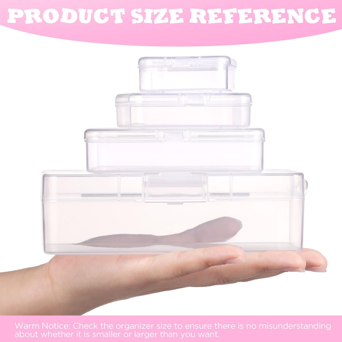 Funtopia Bead Organizers and Storage, 56 Pcs Small Plastic Containers with Lids and 3-Tier Stackable Storage Box, Mini Clear Organizers for Jewelry Toys Craft Storage (4 Sizes)