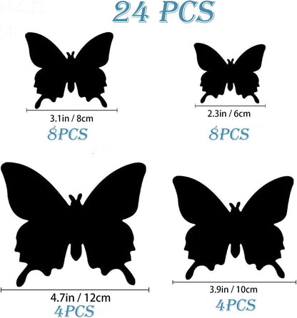 OPSEAM 3D Butterfly Wall Decor - 24 PCS Magnetic Stickers for Party Decorations (Red)