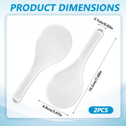 Mabor 2 PCS Rice Serving Spoon Plastic Non-Stick Rice Paddle White Cooker Spoon Spatula 7.68 Inch for Kitchen Restaurant Cooking Utensil