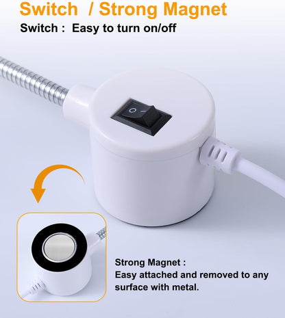 Weftnom 30 LED Sewing Machine Light, Portable Flexible Gooseneck Work Light with Magnetic Mount for Janome, Singer, Brother, Drill Presses, Desks, Crafts, Workbenches, and Lathes