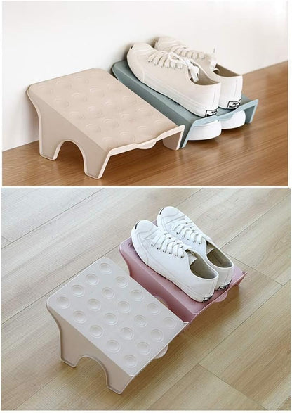 4 10 8.7 4.7", Closets, Pcs Stacking Shoe Organizer for Shelf x in Double Layer Space Saving Shoe Dividers for Shelves