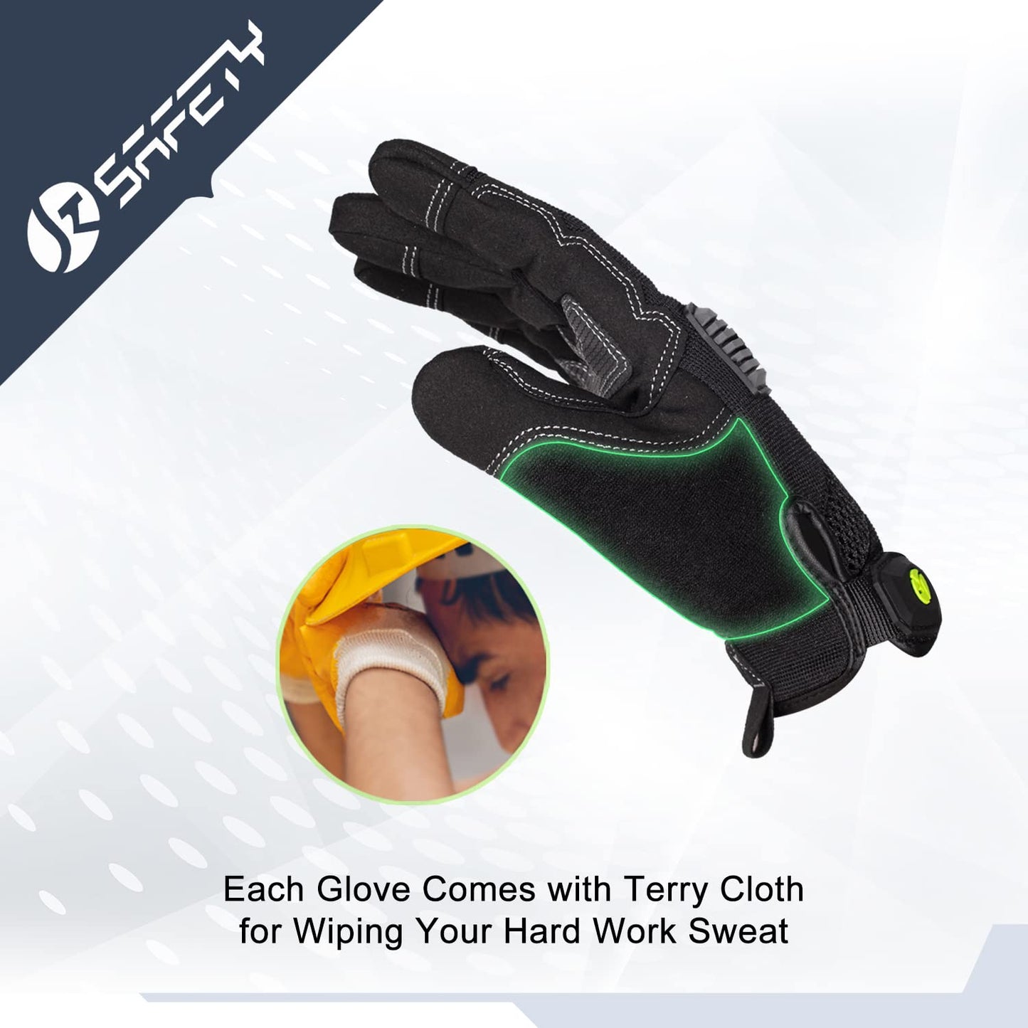 JKSafety High Performance Utility Work Gloves, all Purposes Mechanical Gloves, Guantes de Trabajo, for men and women, safety utility for works (G228-Black L)