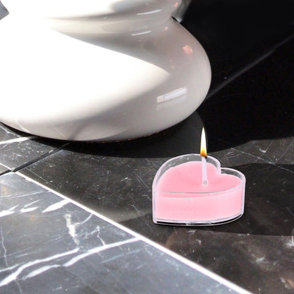 Beavorty 9Pcs Heart Shaped Scented Candles Smokeless Tea Wax with Pink Rose Fragrance Eco Friendly Aromatherapy for Home Wedding Birthday Decoration Soft Flicker Romantic Lighting