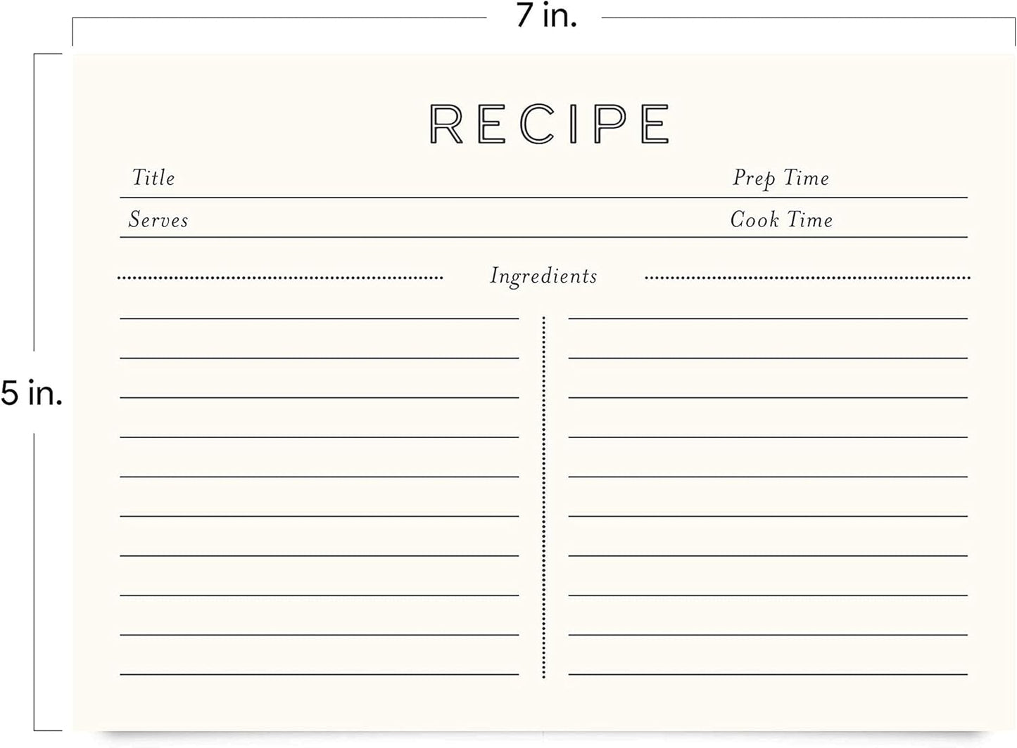 Jot & Mark Recipe Cards 5x7 Inches, Blank Double-Sided, 50 Count (Modern Minimal)