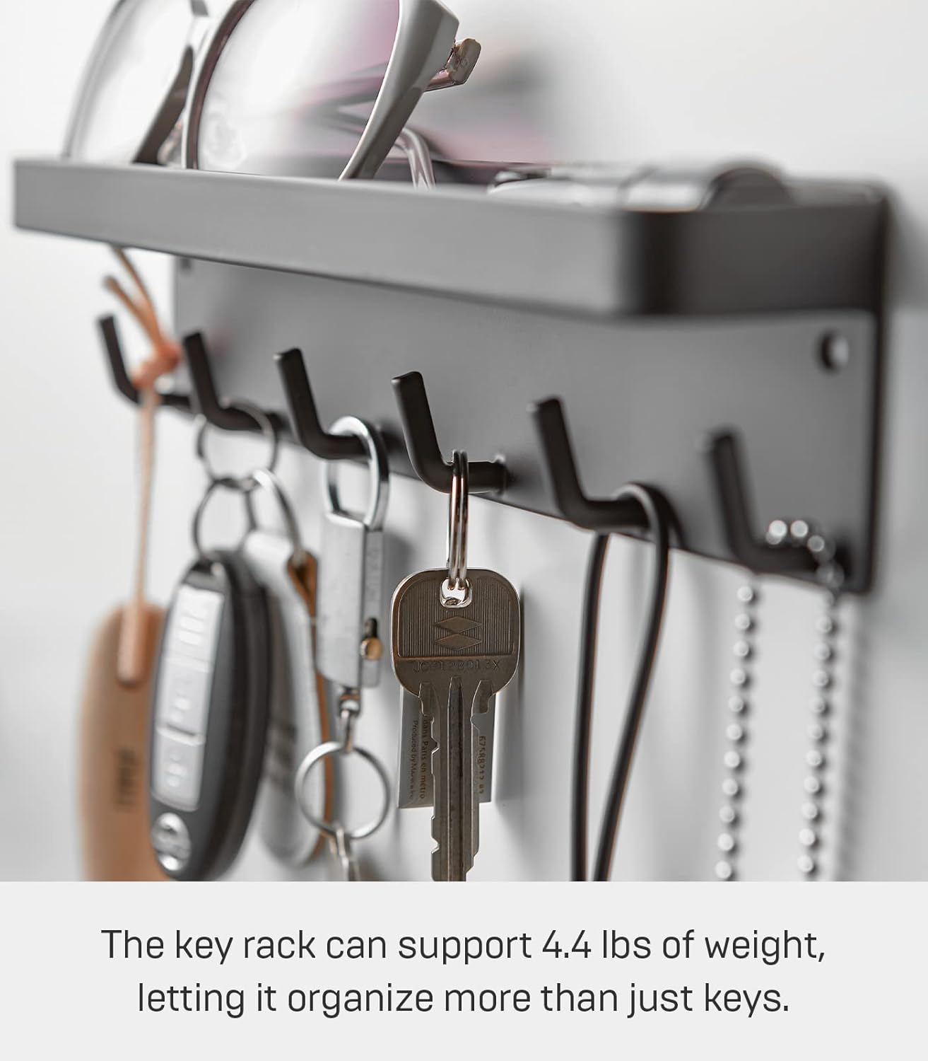 Yamazaki Home Black Magnetic Key Rack with Tray, One Size