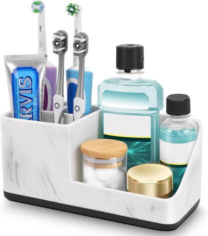 Counter PARKMANI Marble Bathroom Organizer, Kids Electric Toothbrush and Toothpaste Holders for Bathroom Organizers