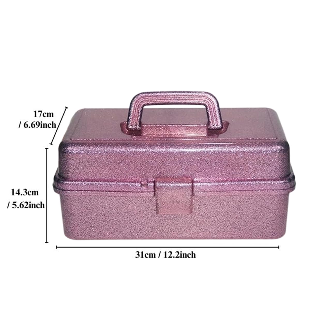 Mairuker 12.2inch 3-Layer Art & Craft Tool Storage Box, Beautiful Sewing Supplies Organizer, Plastic Portable Fishing Tackle Boxes, for Art Supply, Makeup, Hair Accessories, Painting Tools (Pink)