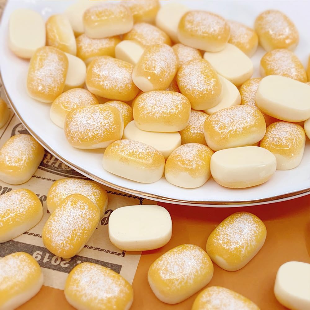 wybcfp 50 Pcs Artificial Mini Bread DIY Accessories Resin Miniature Bread Cake Decor Simulation Bread Craft Charm for DIY Craft Accessories Mini Kitchen Decoration