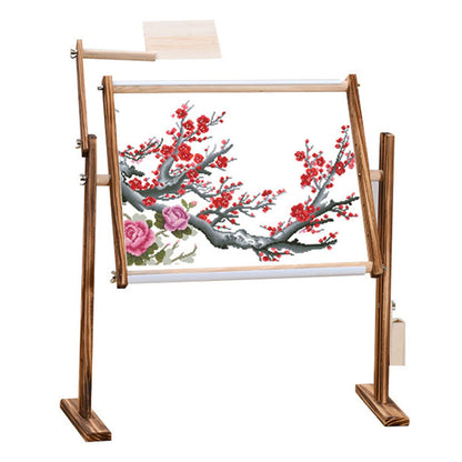 ELUKHT Cross-Stitch Frame Embroidery Frame, Vertical Solid Wood Adjustable Embroidery Frame, Cross-Stitch Frame, Widened Base, Right Tool Box, Convenient Storage (Baked Color)