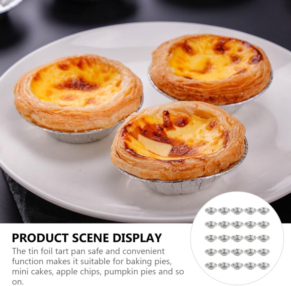 Kichvoe 250pcs Disposable Egg Tart Molds, Round Nonstick Mini Pie Pans, Aluminum Foil Bakeware for Cupcake, 2.7 Inch