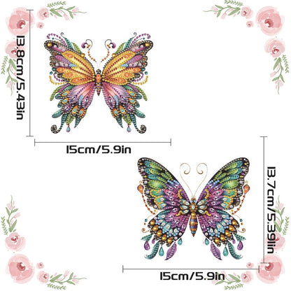 POETRYDRAW 2 Pcs DIY Hanging Diamond Art Pendant Kit Butterfly, Special Crystal Acrylic Diamonds Painting Ornament for Adults, 5D Diamond Art Suncatchers Gem Painting Box Kit