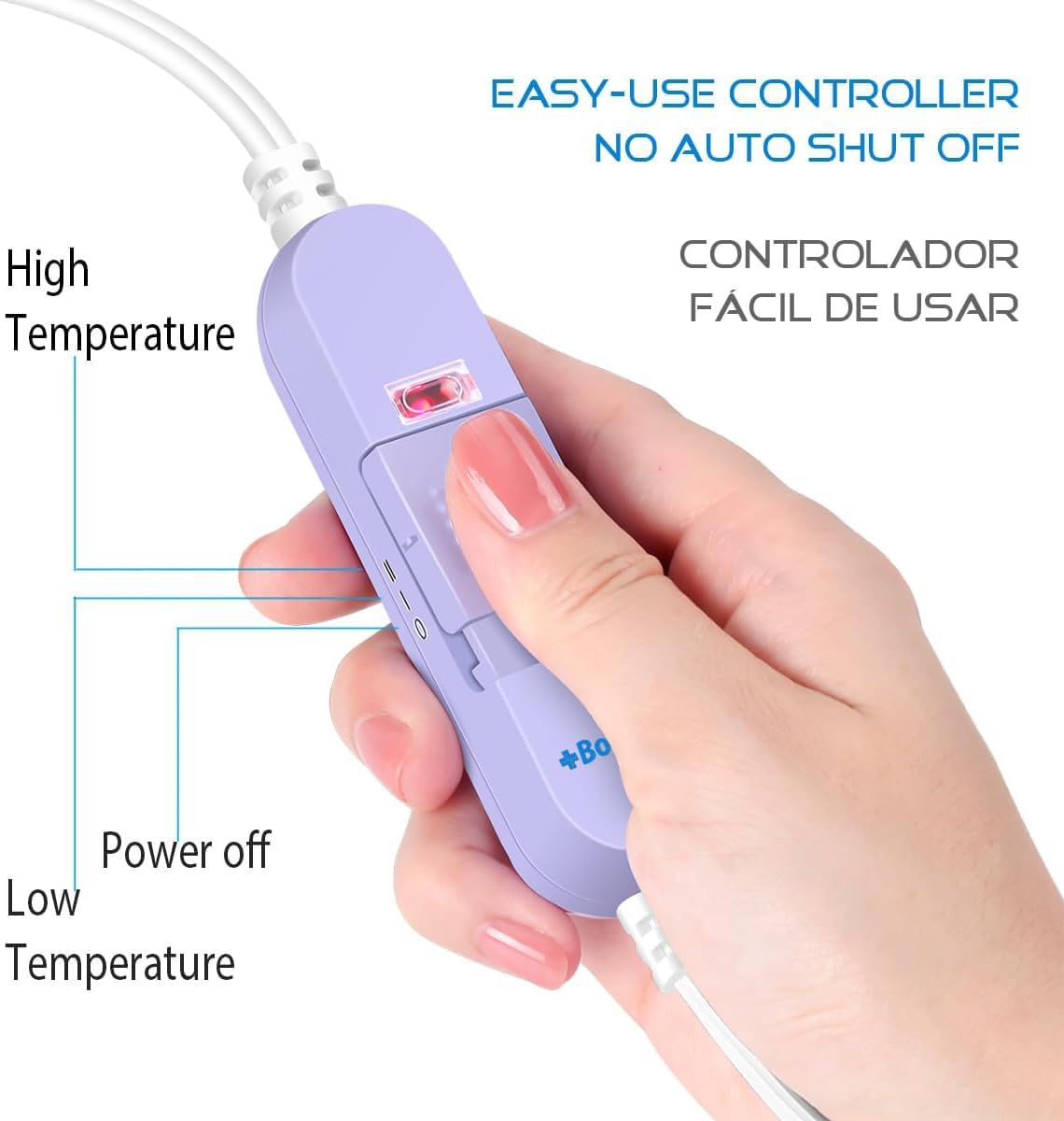 Boncare Stay On NO Auto-Off Hot Heating Pad for Cramps and Back Pain Relief Boncare Fomentera Electrica Lumbar Moist & Dry Heat Washable Cover (Sky Blue) (12"x15", 1.00, Count)