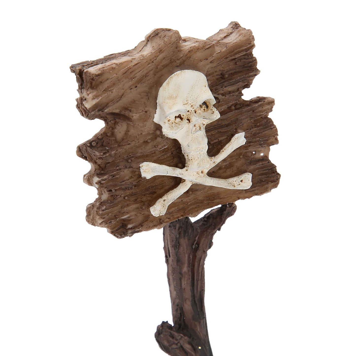 GLOGLOW Aquarium Decor, Resin Skeleton Warning Sign Ornament for Fish Tank Accessories with Unique Theme Design for Aquatic Plants and Creative Underwater Scenes