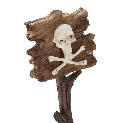 GLOGLOW Aquarium Decor, Resin Skeleton Warning Sign Ornament for Fish Tank Accessories with Unique Theme Design for Aquatic Plants and Creative Underwater Scenes