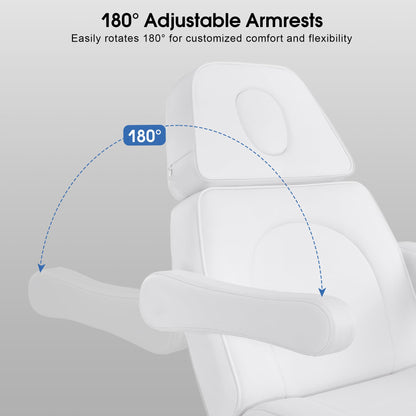 BarberPub Electric Facial Bed, 3-Motor Adjustable Fully Adjustable Esthetician Chair, Tattoo Chair with Thick Cushion, Professional Tattoo Spa Equipment, 2782 (White)