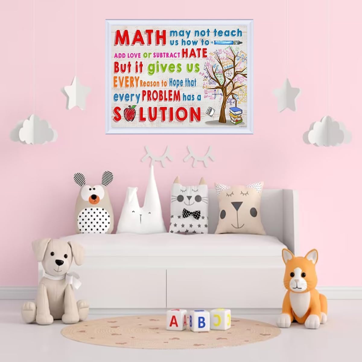UPABLUNSO Classroom Rules Math 5D Diamond Painting by Number Kits for Adults Embroidery Cross Stitch with Diamond Set Diamond Dots Round Drill Arts Craft Home Decor 12x16 inch
