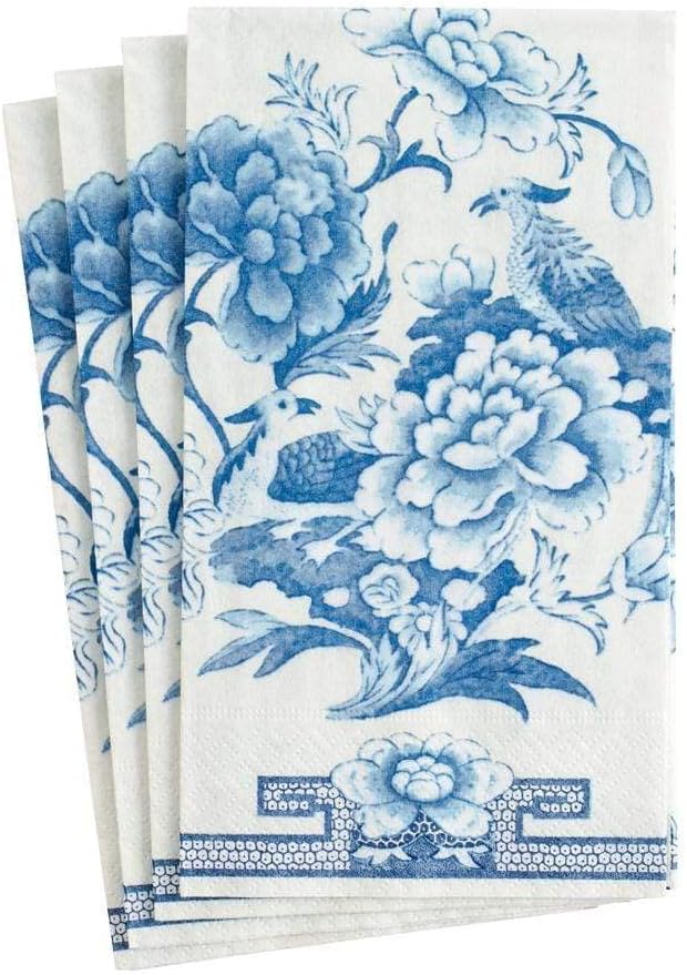 Packs 15 Caspari Blue & White Paper Guest Towel Napkins - Two