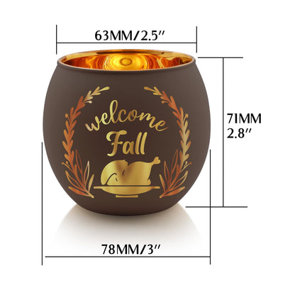 SHMILMH Thanksgiving Votive Candle Holder Set of 12, Glass Tealight Votives Holder with 6 Laser Engraving Patterns, Fall Table Centerpiece Indoor Outdoor Decor