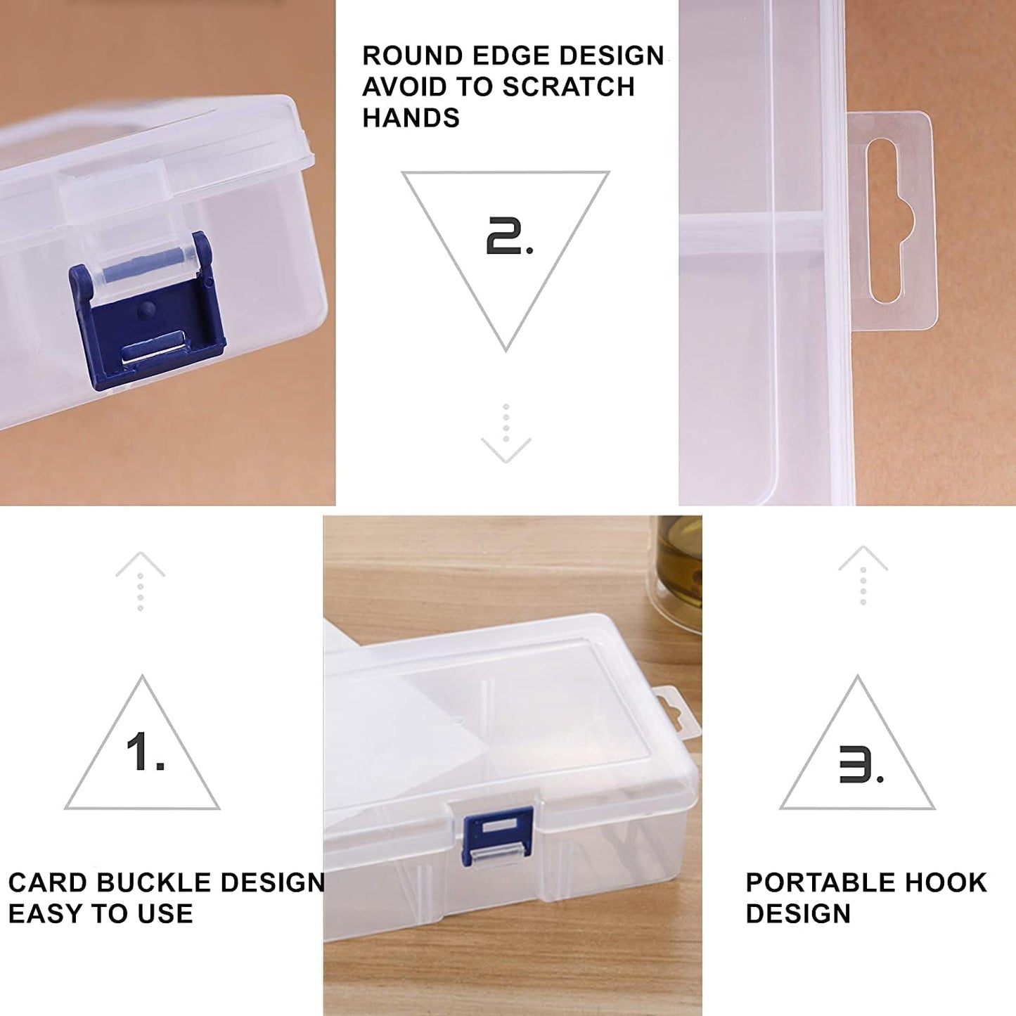 CHILDHOOD 2 Pack Clear Plastic Clip Box, Small Crayon Box Containers with Lids, 6.5 x 4.5 Inches
